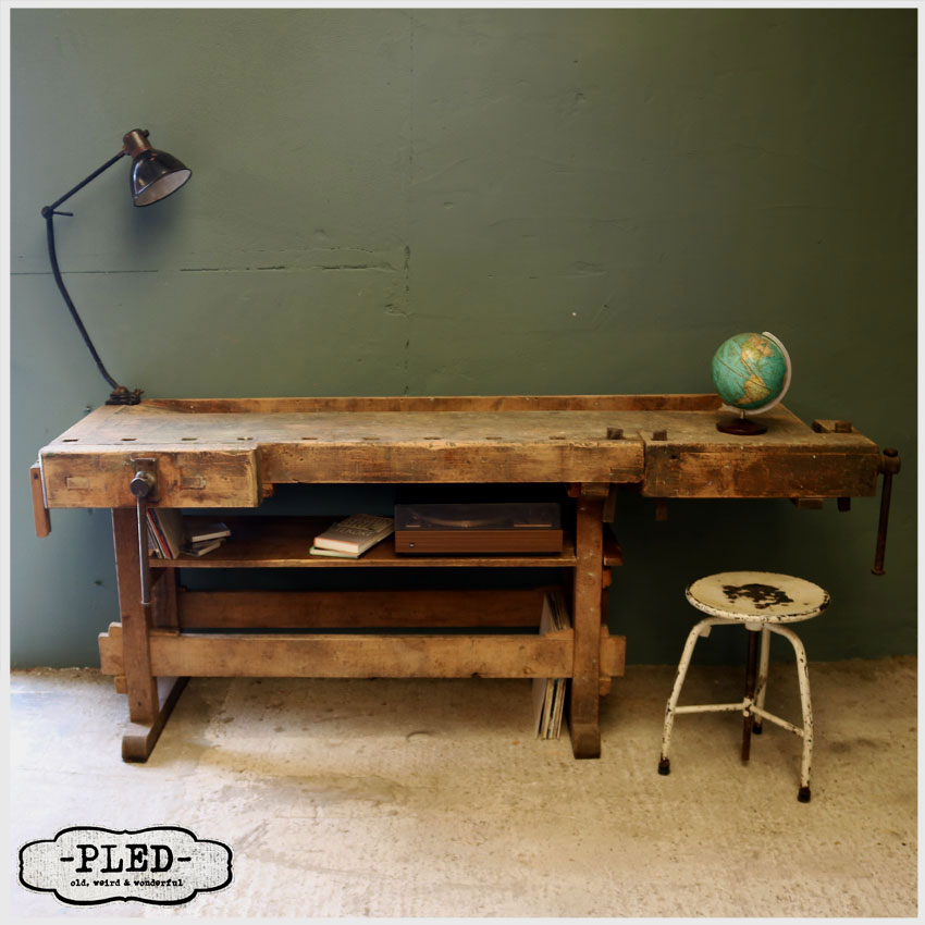 Draad koper spelen Oude houten werkbank – Vintage | Antique | Furniture | Industrial