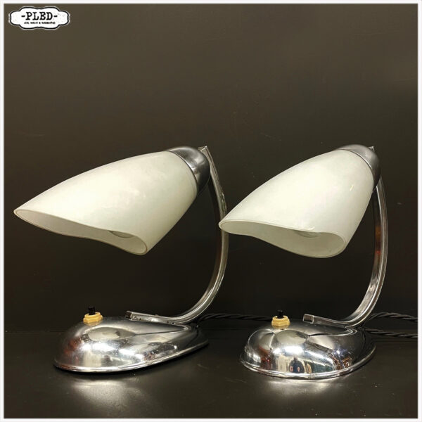 Twee streamline design bedlampjes, jaren veertig, Zukov