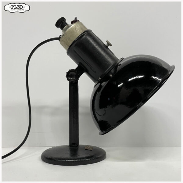 Oude werkplaatslamp met geëmailleerde kap en verstelbare fitting - Afbeelding 4