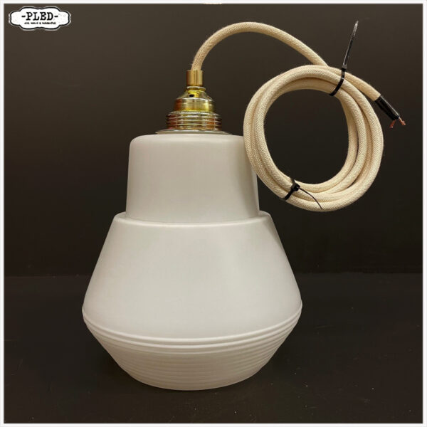 Oude art deco hanglamp, opaline glas - Afbeelding 4