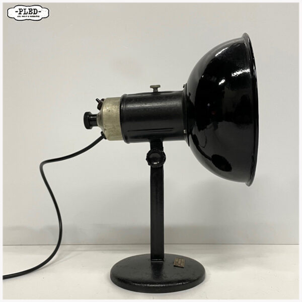 Oude werkplaatslamp met geëmailleerde kap en verstelbare fitting - Afbeelding 2