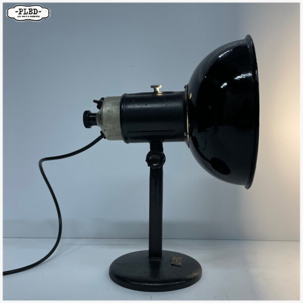 Oude werkplaatslamp met geëmailleerde kap en verstelbare fitting - Afbeelding 3