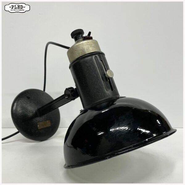 Oude werkplaatslamp met geëmailleerde kap en verstelbare fitting - Afbeelding 9