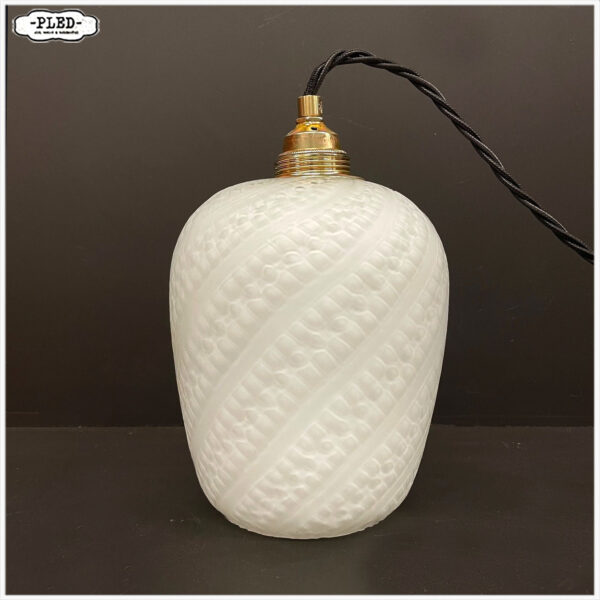 Opaline hanglamp met messing fitting en snoer - Afbeelding 2