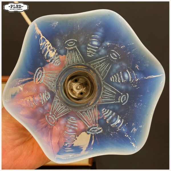 Elegant, oud, glazen hanglampje met messing fitting - Afbeelding 6
