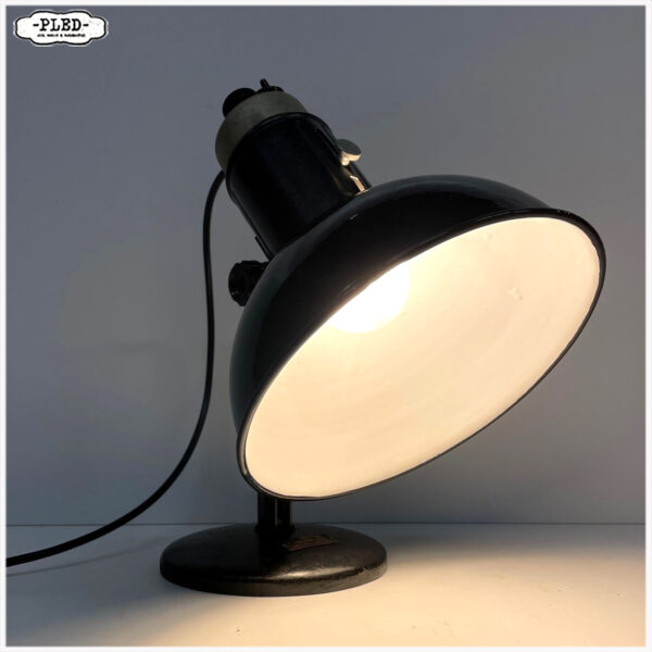 Oude werkplaatslamp met geëmailleerde kap en verstelbare fitting - Afbeelding 7