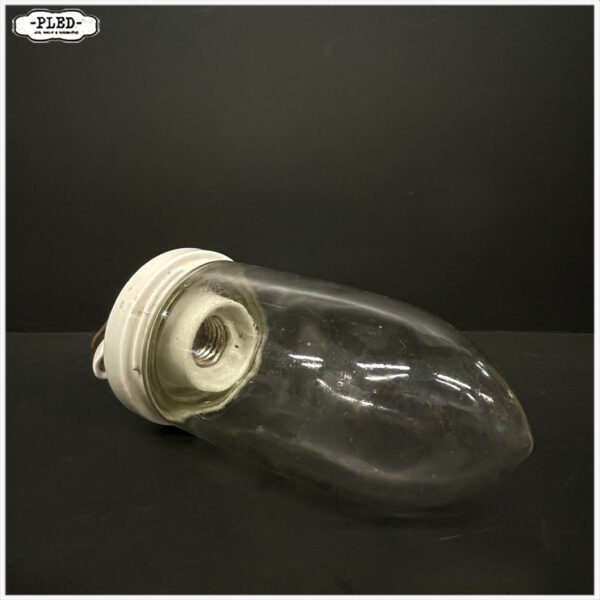 Oude porseleinen hanglamp met transparant schutglas - Afbeelding 3