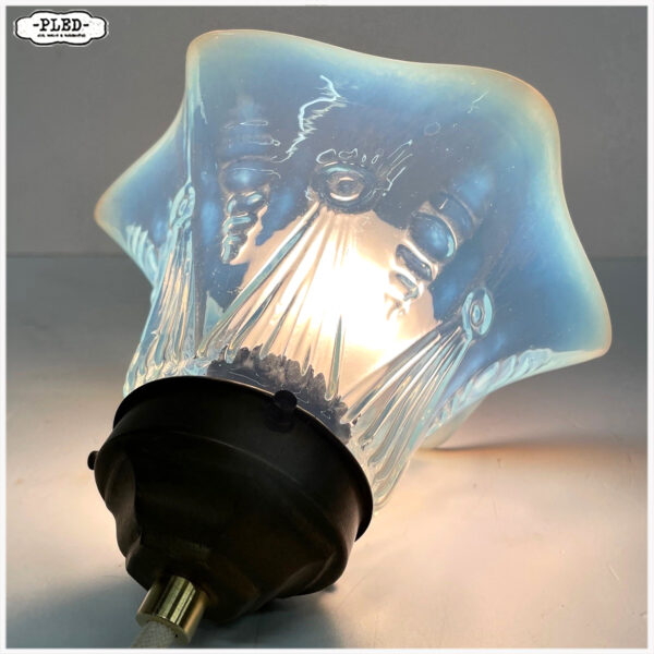Elegant, oud, glazen hanglampje met messing fitting - Afbeelding 7