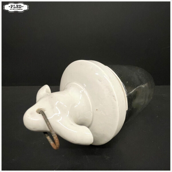Oude porseleinen hanglamp met transparant schutglas - Afbeelding 8