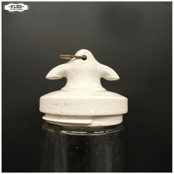 Oude porseleinen hanglamp met transparant schutglas - Afbeelding 7