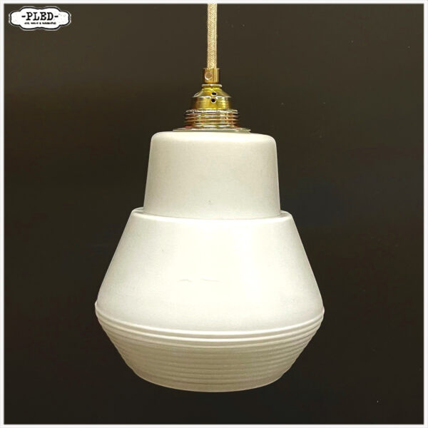 Oude art deco hanglamp, opaline glas - Afbeelding 2