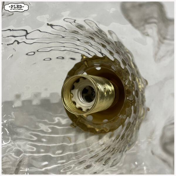 Oud glazen hanglampje met messing glashouder en fitting - Afbeelding 10