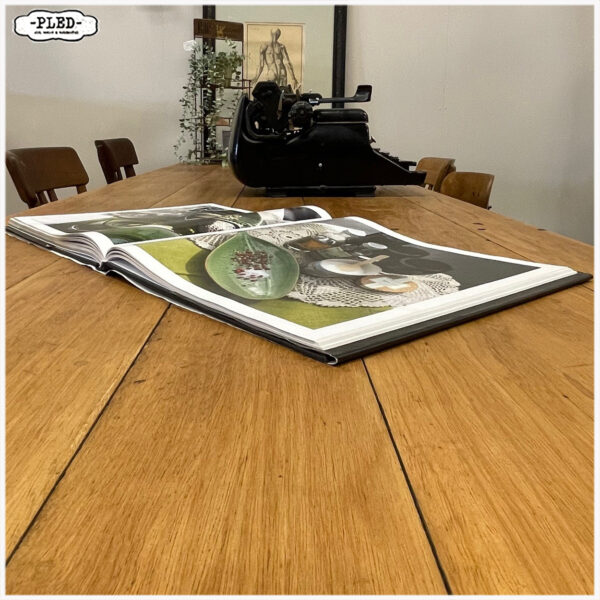 Grote industriële hard houten tafel (283,5 cm lang) - Afbeelding 7