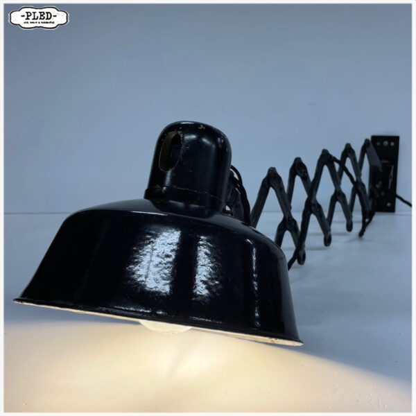 Oude industriële schaarlamp met geëmailleerde kap - Afbeelding 2