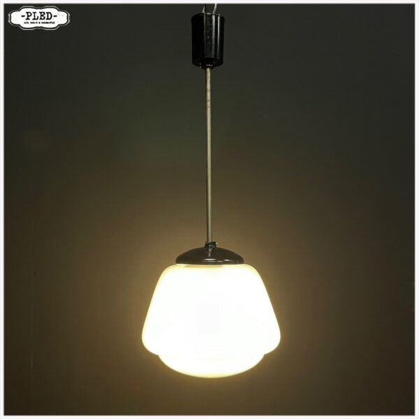 art deco opaline plafondlamp (middel groot) - Afbeelding 2