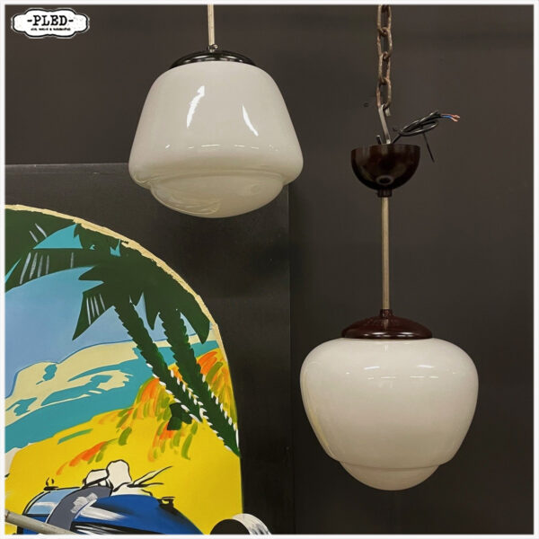 art deco opaline plafondlamp (middel groot) - Afbeelding 9