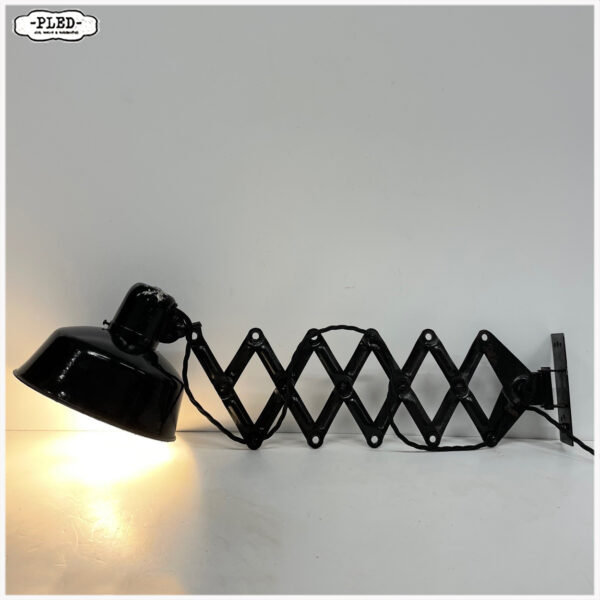Oude industriële schaarlamp met geëmailleerde kap - Afbeelding 4