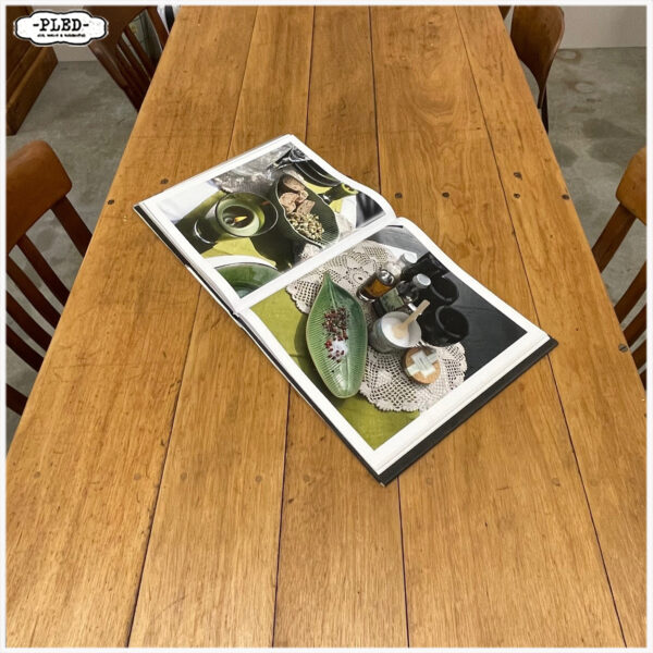 Grote industriële hard houten tafel (283,5 cm lang) - Afbeelding 6