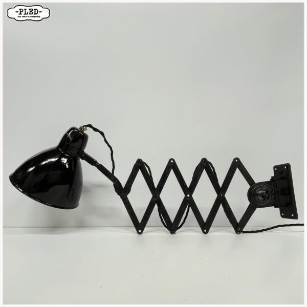 Oude schaarlamp met zwart emaille kap, Bauhaus, DRGM - Afbeelding 3