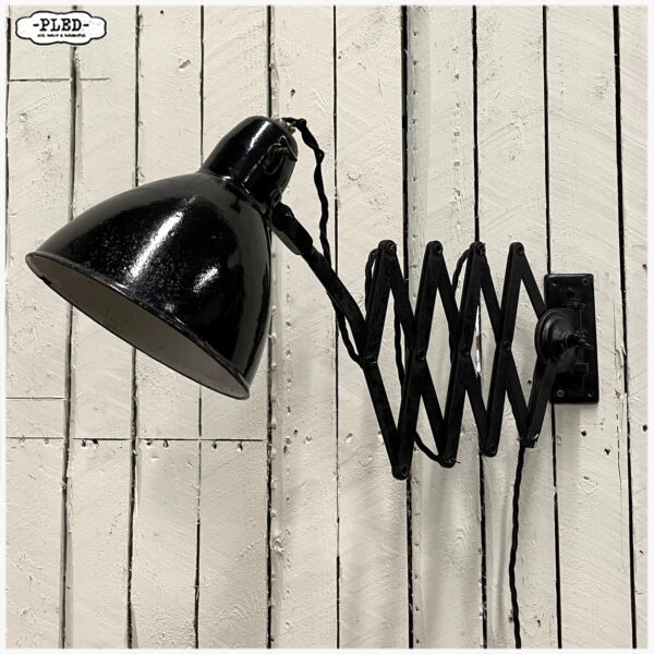Oude schaarlamp met zwart emaille kap, Bauhaus, DRGM - Afbeelding 18