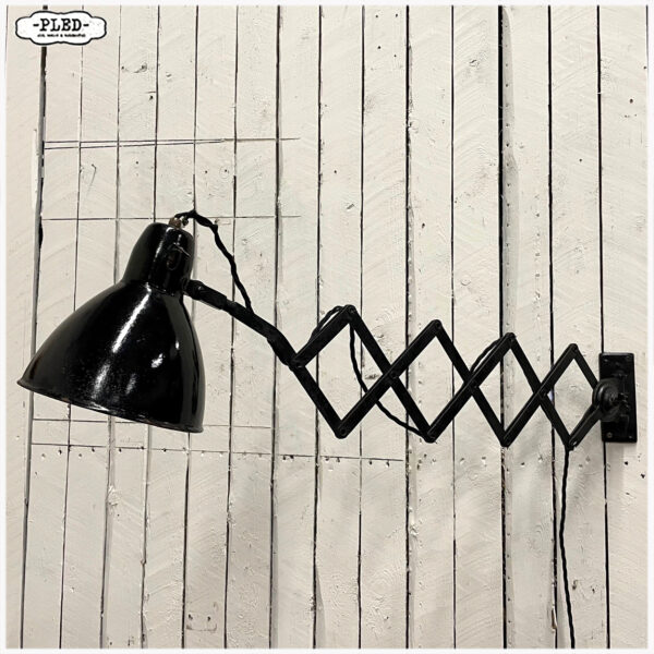 Oude schaarlamp met zwart emaille kap, Bauhaus, DRGM - Afbeelding 17
