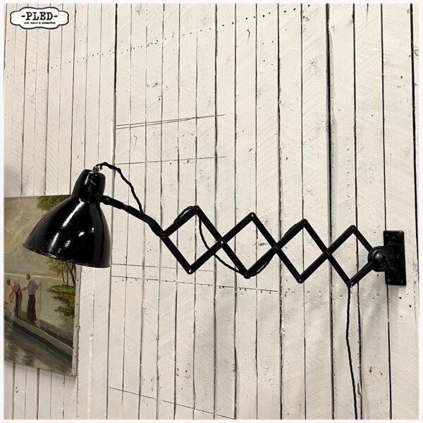 Oude schaarlamp met zwart emaille kap, Bauhaus, DRGM - Afbeelding 16