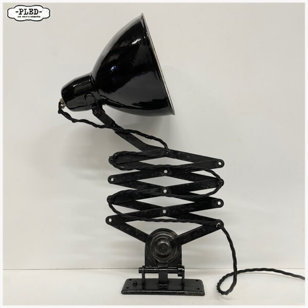 Oude schaarlamp met zwart emaille kap, Bauhaus, DRGM - Afbeelding 5