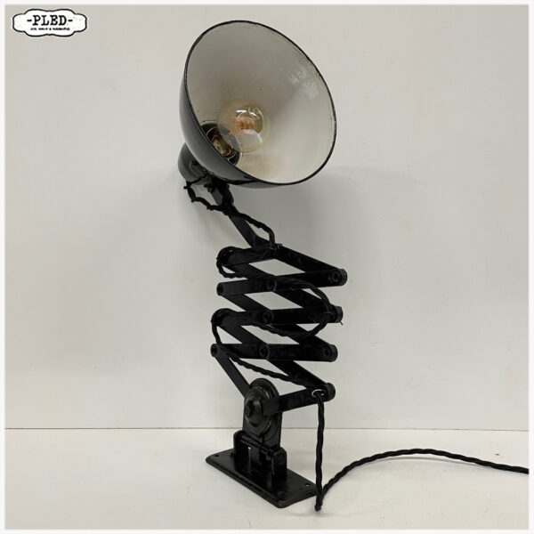 Oude schaarlamp met zwart emaille kap, Bauhaus, DRGM - Afbeelding 6