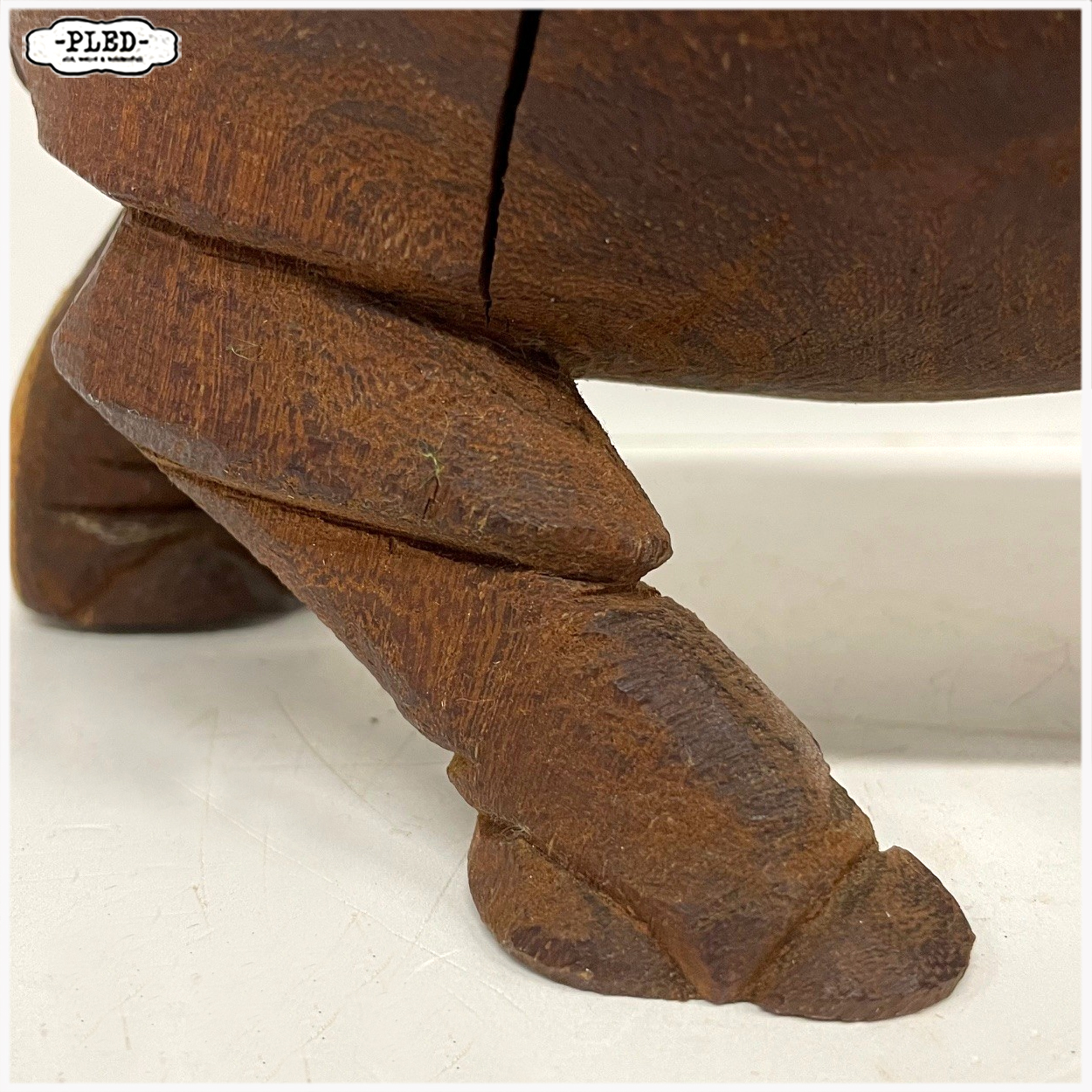 Houten beeld van moeder nijlpaard met haar kalf - Afbeelding 12