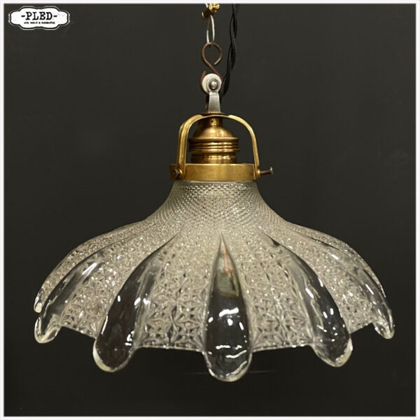 Oude Holophane glazen hanglamp
