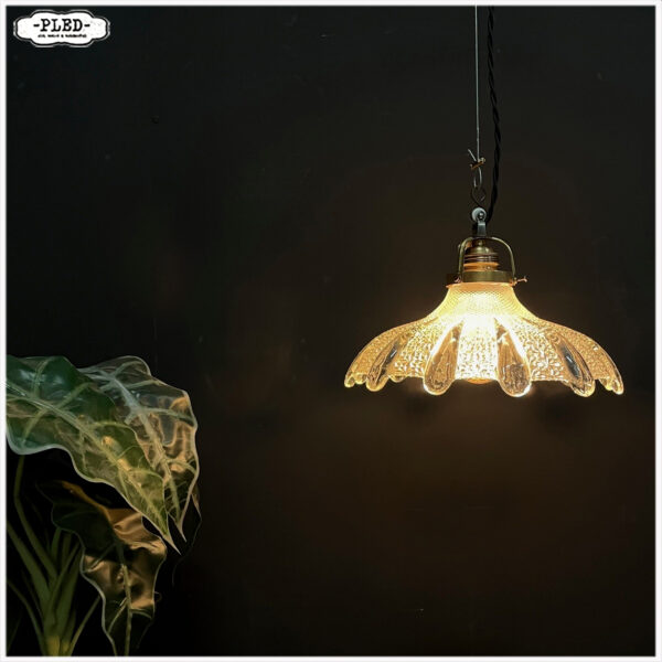 Oude Holophane glazen hanglamp - Afbeelding 3