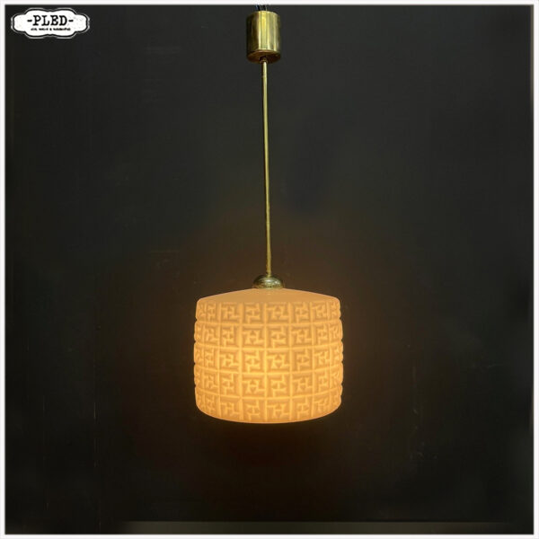 Opaline pendellamp met messing pendel - Afbeelding 2