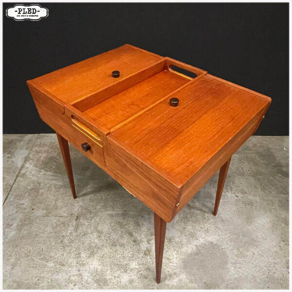 Vintage teak Deens naaikastje, sixties - Afbeelding 3