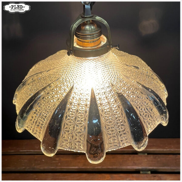 Oude Holophane glazen hanglamp - Afbeelding 7
