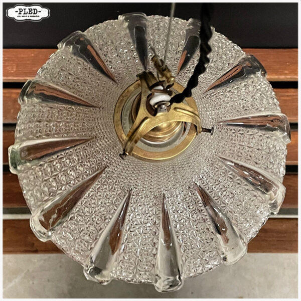 Oude Holophane glazen hanglamp - Afbeelding 6