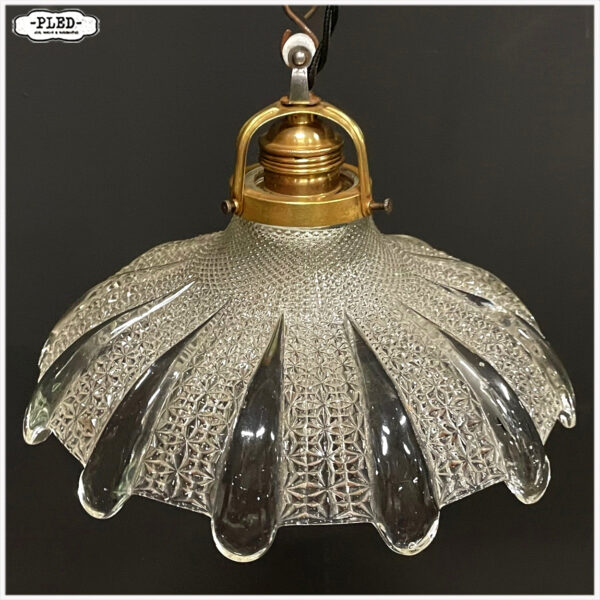Oude Holophane glazen hanglamp - Afbeelding 5