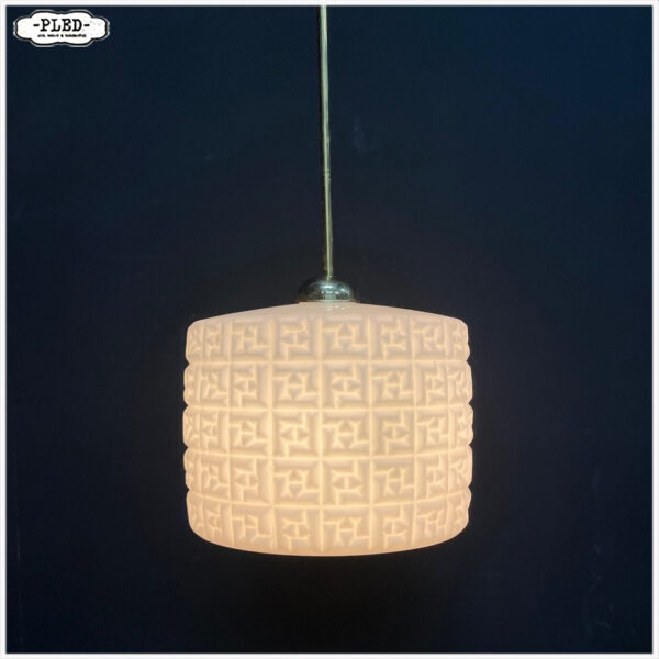Opaline pendellamp met messing pendel - Afbeelding 3