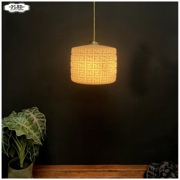 Opaline pendellamp met messing pendel - Afbeelding 7