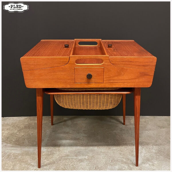 Vintage teak Deens naaikastje, sixties - Afbeelding 5
