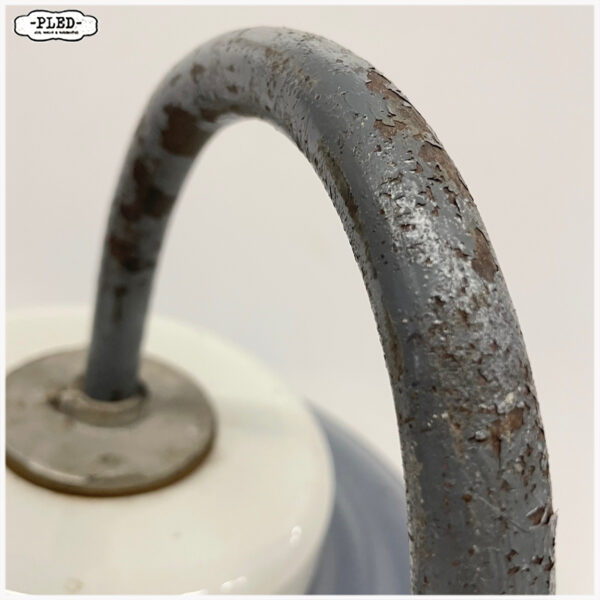 Vintage muurlamp met geëmailleerde kap en schutglas - Afbeelding 6