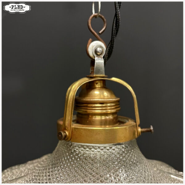 Oude Holophane glazen hanglamp - Afbeelding 8