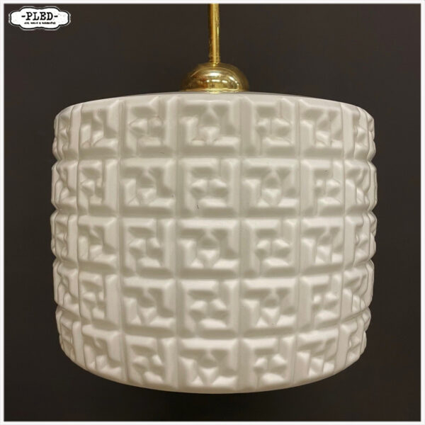 Opaline pendellamp met messing pendel - Afbeelding 6