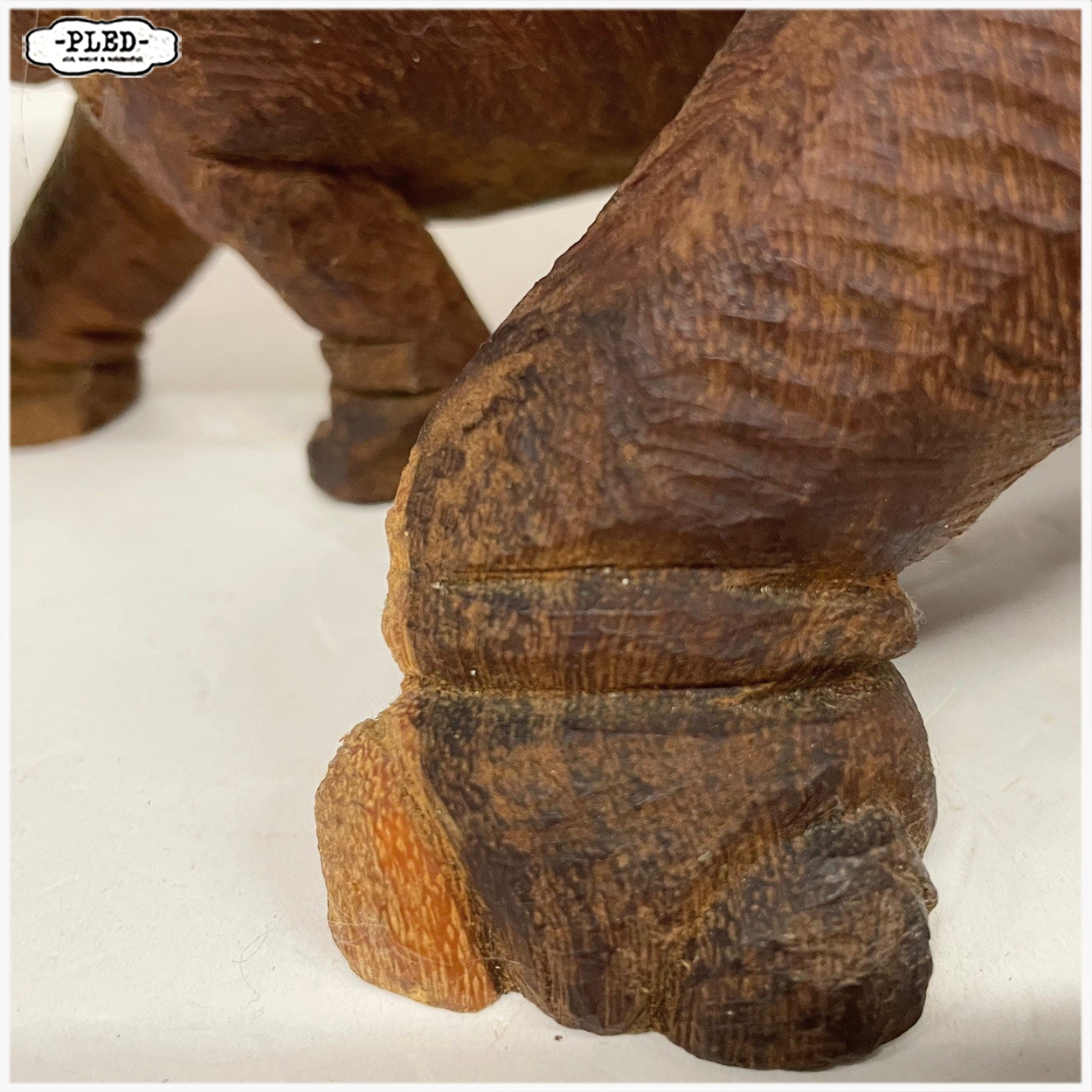 Houten beeld van moeder nijlpaard met haar kalf - Afbeelding 10