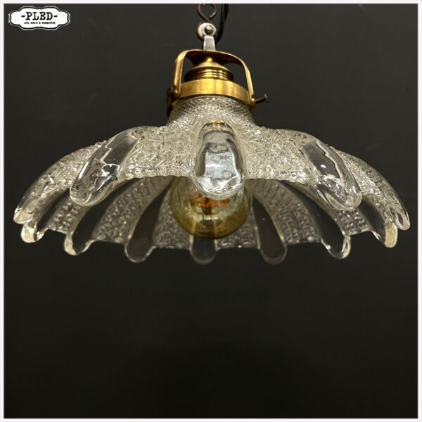 Oude Holophane glazen hanglamp - Afbeelding 4