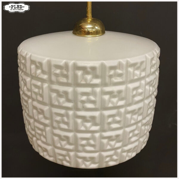 Opaline pendellamp met messing pendel - Afbeelding 5