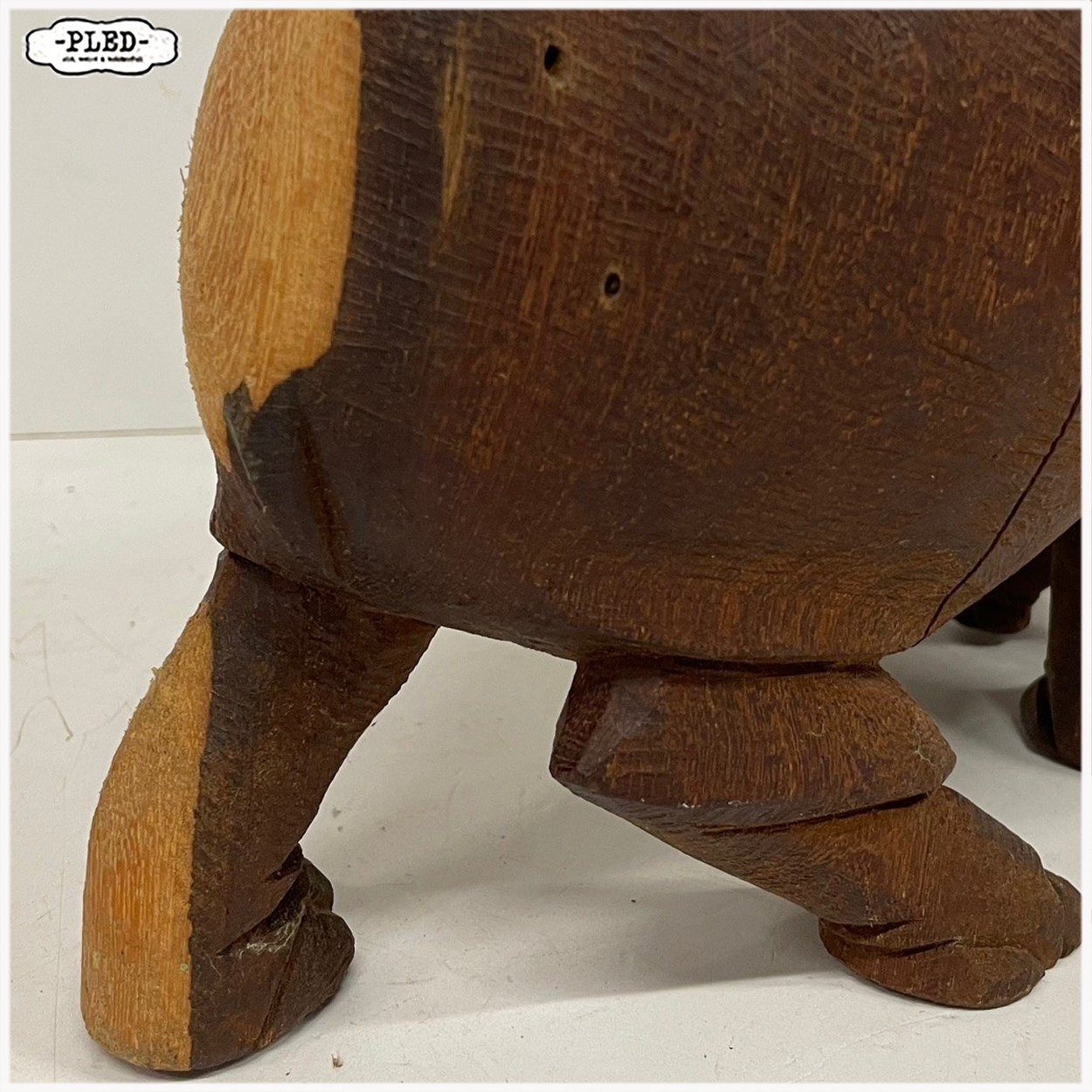 Houten beeld van moeder nijlpaard met haar kalf - Afbeelding 11