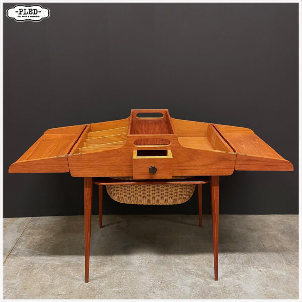 Vintage teak Deens naaikastje, sixties - Afbeelding 7
