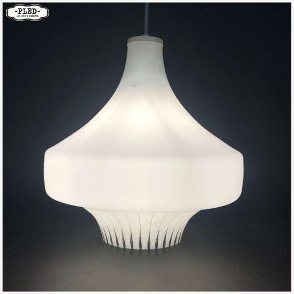 Vintage opaline pendel lamp, space age, Dřevo Humpolec - Afbeelding 7