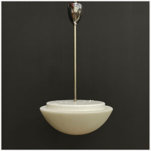 Vintage opaline pendellamp met schaalvormige kap