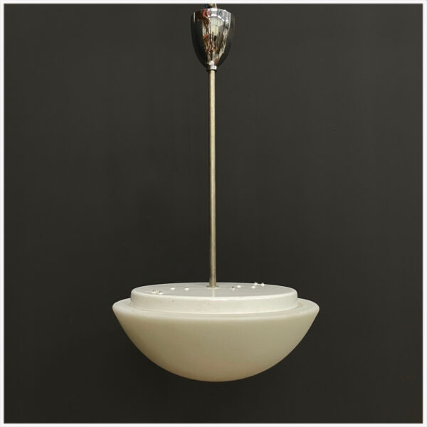 Vintage opaline pendellamp met schaalvormige kap